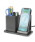 Schreibtisch-Organizer mit Qi-Ladefunktion schwarz Lederimitat 21,0 x 10,5 x 14,3 cm