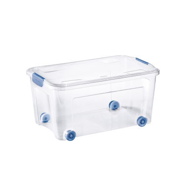 Aufbewahrungsbox Combi Box 8035656ABM, 43 Liter, mit Deckel, außen 539x380x290mm, Kunststoff transparent/ozeanblau