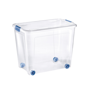 Aufbewahrungsbox Combi Box mit Clipdeckel und Rollen 8035657ABM, 67 Liter, mit Deckel, au&szlig;en 593x380x470mm, Kunststoff transpare