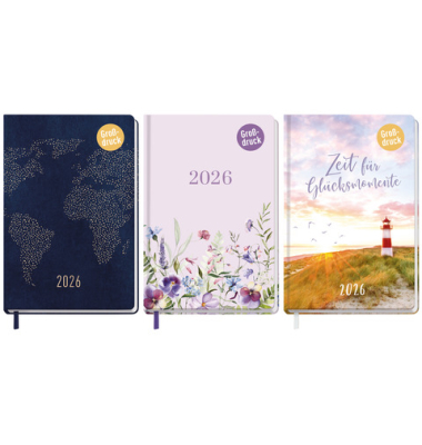 Buchkalender 9947-9, sortiert, 1 Woche / 2 Seiten, 14,4x21,5cm (A5), 2026