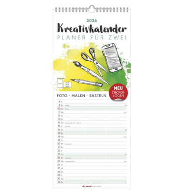 Bastelkalender 160601, 1 Monat / 1 Seite, 3 Spalten, 