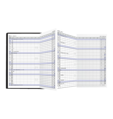 Taschenkalender 510-1020, Leporello, schwarz, 1 Monat / 2 Seiten, 9,5x16cm, 2026