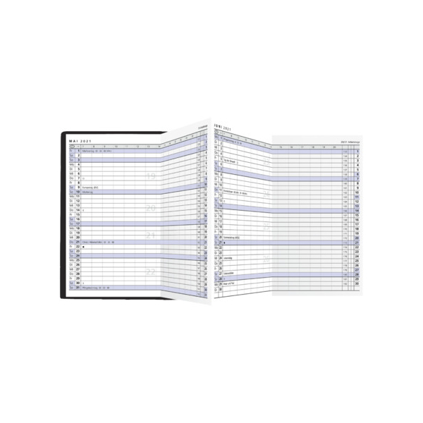 Zettler Taschenkalender 510-1020, schwarz, 1 Monat / 2 Seiten, 9,5x16cm (95x160mm), 2026 4069095014381 Zettler