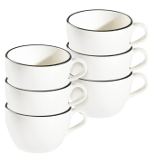 6 ID Fine Kaffeetassen Modest Black Alzar weiß 0,3 l