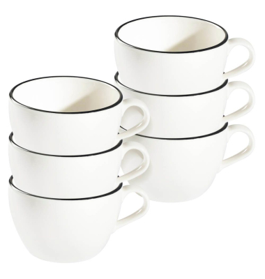 6 ID Fine Kaffeetassen Modest Black Alzar weiß 0,3 l