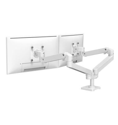 Monitor-Halterung LX Pro Dual Side-By-Side 45-686-290 weiß für 2 Monitore, Tischbohrung, Tischklemme