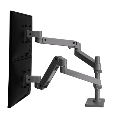 Monitor-Halterung LX Pro Dual Stacking 45-690-293 dunkelgrau für 2 Monitore, Tischbohrung, Tischklemme