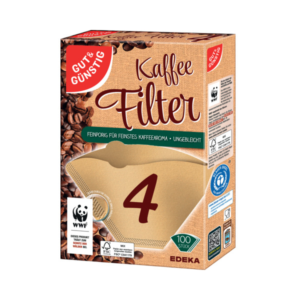 Gut und Günstig Kaffeefiltertüten , Größe 4, naturbraun 4311501407004 Gut und Günstig 100 Stück