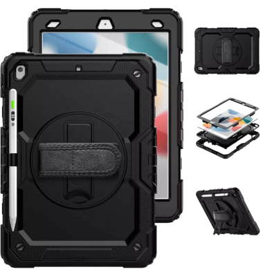 360° Rugged Case Tablet-Cover für Apple iPad 7. Gen (2019), iPad 8. Gen (2020), iPad 9. Gen (2021) schwarz