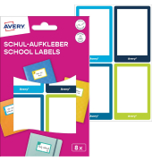 Schuletiketten Rahmen, farblich sortiert, 8 Etiketten
