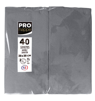 Servietten SV623930I, grau / Uni, 2-lagig, 38x38cm