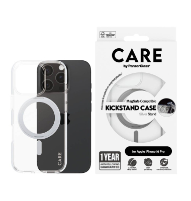 KICKSTAND Handy-Cover für Apple iPhone 16 Pro silber