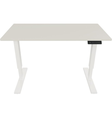 Schreibtisch E-StarterTech, höhenverstellbar, 725-1145cm (H), 120x60cm (BxT), rechteckig, lichtgrau / weiß