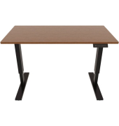 Schreibtisch E-StarterTech, höhenverstellbar, 725-1145cm (H), 120x60cm (BxT), rechteckig, nussbaum / schwarz