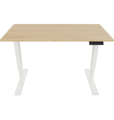 Schreibtisch E-StarterTech, höhenverstellbar, 725-1145cm (H), 120x60cm (BxT), rechteckig, eiche / weiß