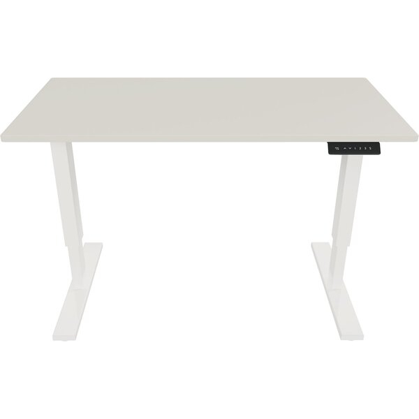 0796376506184 - Schreibtisch E-StarterTech elektrisch höhenverstellbar 725-1145cm (H) 140x60cm (BxT) rechteckig lichtgrau   weiß 0796376506