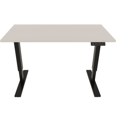 Schreibtisch E-StarterTech, elektrisch höhenverstellbar, 725-1145cm (H), 160x60cm (BxT), rechteckig, lichtgrau / schwarz