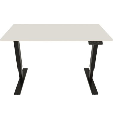 Schreibtisch E-StarterTech, elektrisch höhenverstellbar, 725-1145cm (H), 140x80cm (BxT), rechteckig, weiß / schwarz