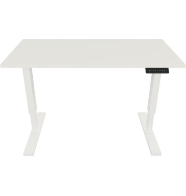 Schreibtisch E-StarterTech, elektrisch höhenverstellbar, 725-1145cm (H), 140x80cm (BxT), rechteckig, weiß / weiß