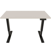 Schreibtisch E-StarterTech, elektrisch höhenverstellbar, 725-1145cm (H), 140x80cm (BxT), rechteckig, lichtgrau / schwarz