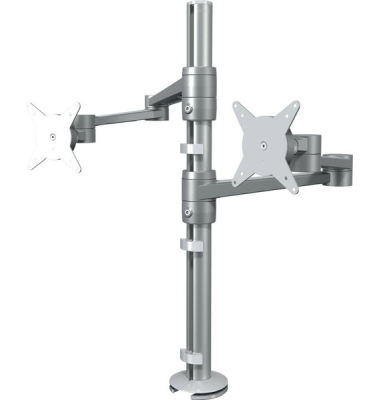 Monitorarm Viewlite Schreibtisch 142, höhenverstellbar, bis 8 kg pro Monitor, Aluminium, silber