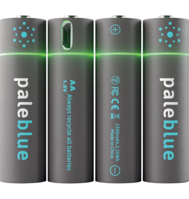Akku AA, 2550 mWh, 1,5 Volt, 1700 mAh, wiederaufladbare Lithium Ionen Batterien, inklusive Reiseetui, 4 Stück