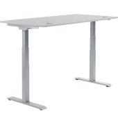 Schreibtisch FLEX MODUL, elektrisch h&ouml;henverstellbar, 60,5-125,5cm (H), 200x80cm (BxT), rechteckig, lichtgrau / silber