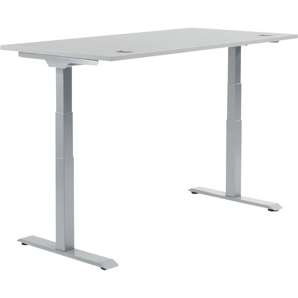 4255704329100 - Schreibtisch FLEX MODUL elektrisch höhenverstellbar 605-1255cm (H) 200x80cm (BxT) rechteckig lichtgrau   silber 425570432