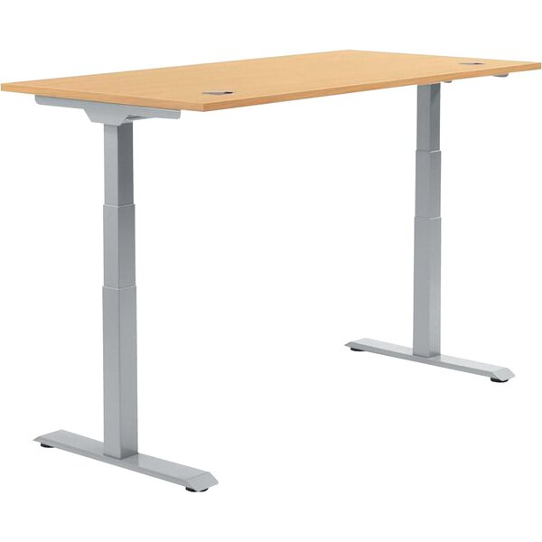 4255704329117 - Schreibtisch FLEX MODUL elektrisch höhenverstellbar 605-1255cm (H) 200x80cm (BxT) rechteckig buche   silber 4255704329117