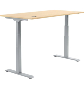 Schreibtisch FLEX MODUL, elektrisch h&ouml;henverstellbar, 60,5-125,5cm (H), 200x80cm (BxT), rechteckig, ahorn / silber