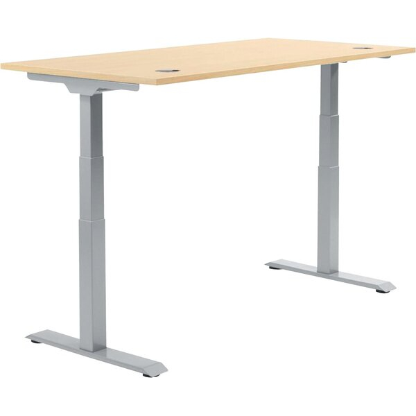 4255704329124 - Schreibtisch FLEX MODUL elektrisch höhenverstellbar 605-1255cm (H) 200x80cm (BxT) rechteckig ahorn   silber 4255704329124