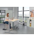 Schreibtisch FLEX MODUL, elektrisch h&ouml;henverstellbar, 60,5-125,5cm (H), 200x80cm (BxT), rechteckig, ahorn / silber