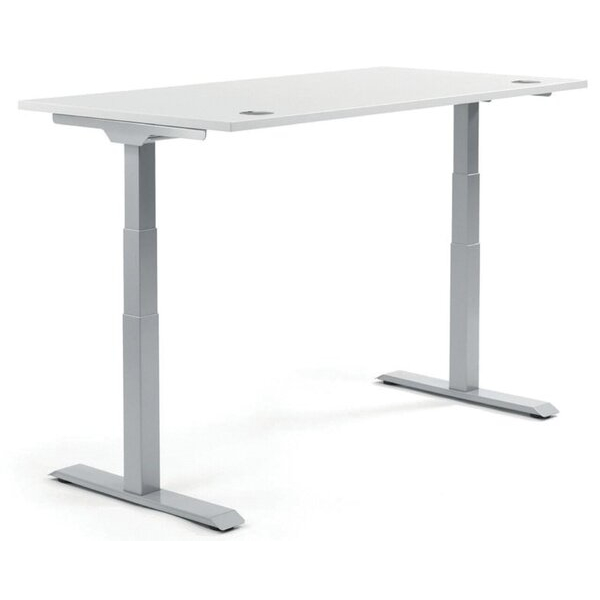 4255704329131 - Schreibtisch FLEX MODUL elektrisch höhenverstellbar 605-1255cm (H) 200x80cm (BxT) rechteckig weiß   silber 4255704329131 