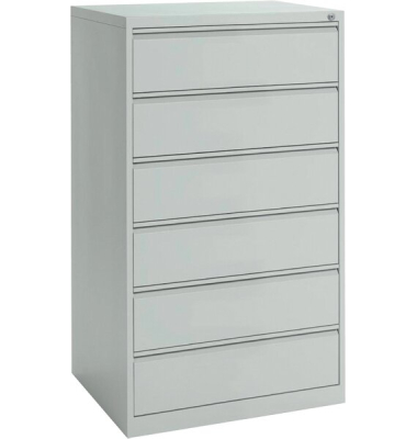 Karteikartenschrank, 6 Schübe, 3-bahnig, (H x B x T) 1320 x 760 x 620 mm, grau