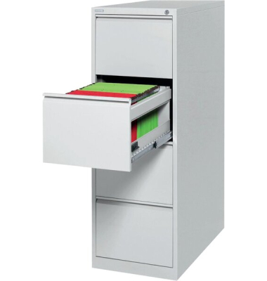 Hängeregistraturschrank, einbahnig, 4 Schubladen, (H x B x T) 1320 x 460 x 620 mm, grau