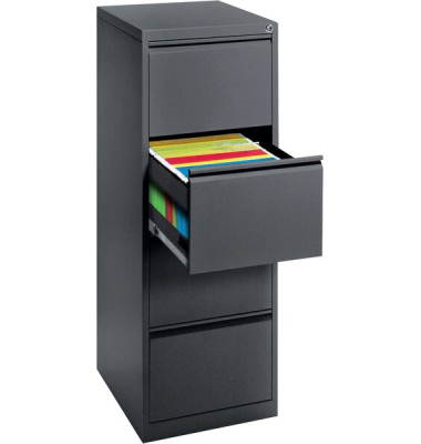 Hängeregistraturschrank, einbahnig, 4 Schubladen, (H x B x T) 1320 x 460 x 620 mm, anthrazit