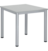 Schreibtisch BASE-MODUL Q, 72cm (H), 80x80cm (BxT), quadratisch, grau / silber