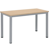 Schreibtisch BASE-MODUL Q, 72cm (H), 120x60cm (BxT), rechteckig, ahorn / silber