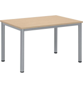 Schreibtisch BASE-MODUL Q, 72cm (H), 120x80cm (BxT), rechteckig, ahorn / silber