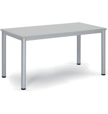 Schreibtisch BASE-MODUL Q, 72cm (H), 140x70cm (BxT), rechteckig, grau / silber