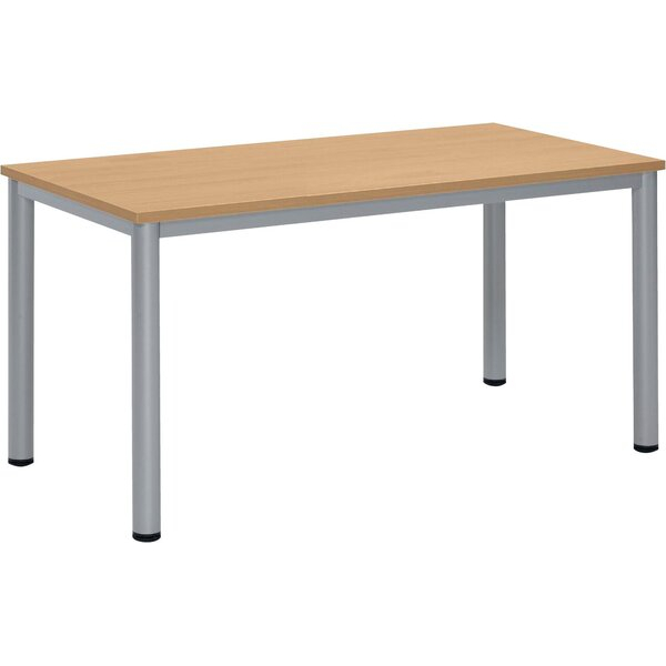 4255704329377 - Schreibtisch BASE-MODUL Q 72cm (H) 140x70cm (BxT) rechteckig buche   silber 4255704329377 Deskin