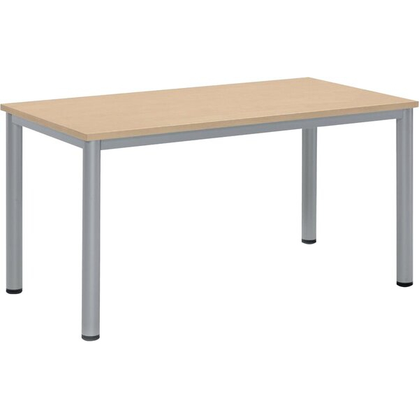 4255704329384 - Schreibtisch BASE-MODUL Q 72cm (H) 140x70cm (BxT) rechteckig ahorn   silber 4255704329384 Deskin