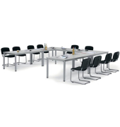 Schreibtisch BASE-MODUL Q, 72cm (H), 160x70cm (BxT), rechteckig, grau / silber