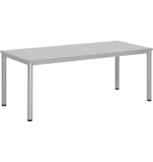 Schreibtisch BASE-MODUL Q, 72cm (H), 180x80cm (BxT), rechteckig, grau / silber