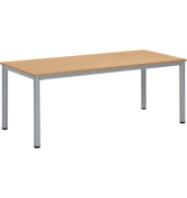 Schreibtisch BASE-MODUL Q, 72cm (H), 180x80cm (BxT), rechteckig, buche / silber