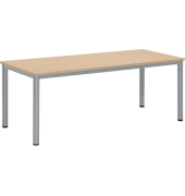 Schreibtisch BASE-MODUL Q, 72cm (H), 180x80cm (BxT), rechteckig, ahorn / silber