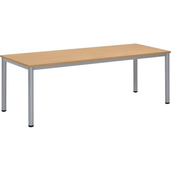 4255704329506 - Schreibtisch BASE-MODUL Q 72cm (H) 200x80cm (BxT) rechteckig buche   silber 4255704329506 Deskin