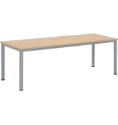 Schreibtisch BASE-MODUL Q, 72cm (H), 200x80cm (BxT), rechteckig, ahorn / silber