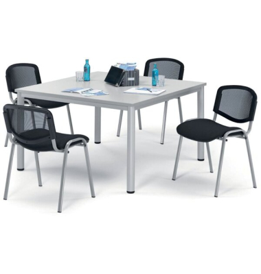 Schreibtisch BASE-MODUL Q, 72cm (H), 120x120cm (BxT), rechteckig, grau / silber