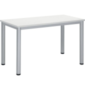 Schreibtisch BASE-MODUL Q, 72cm (H), 120x60cm (BxT), rechteckig, weiß / silber